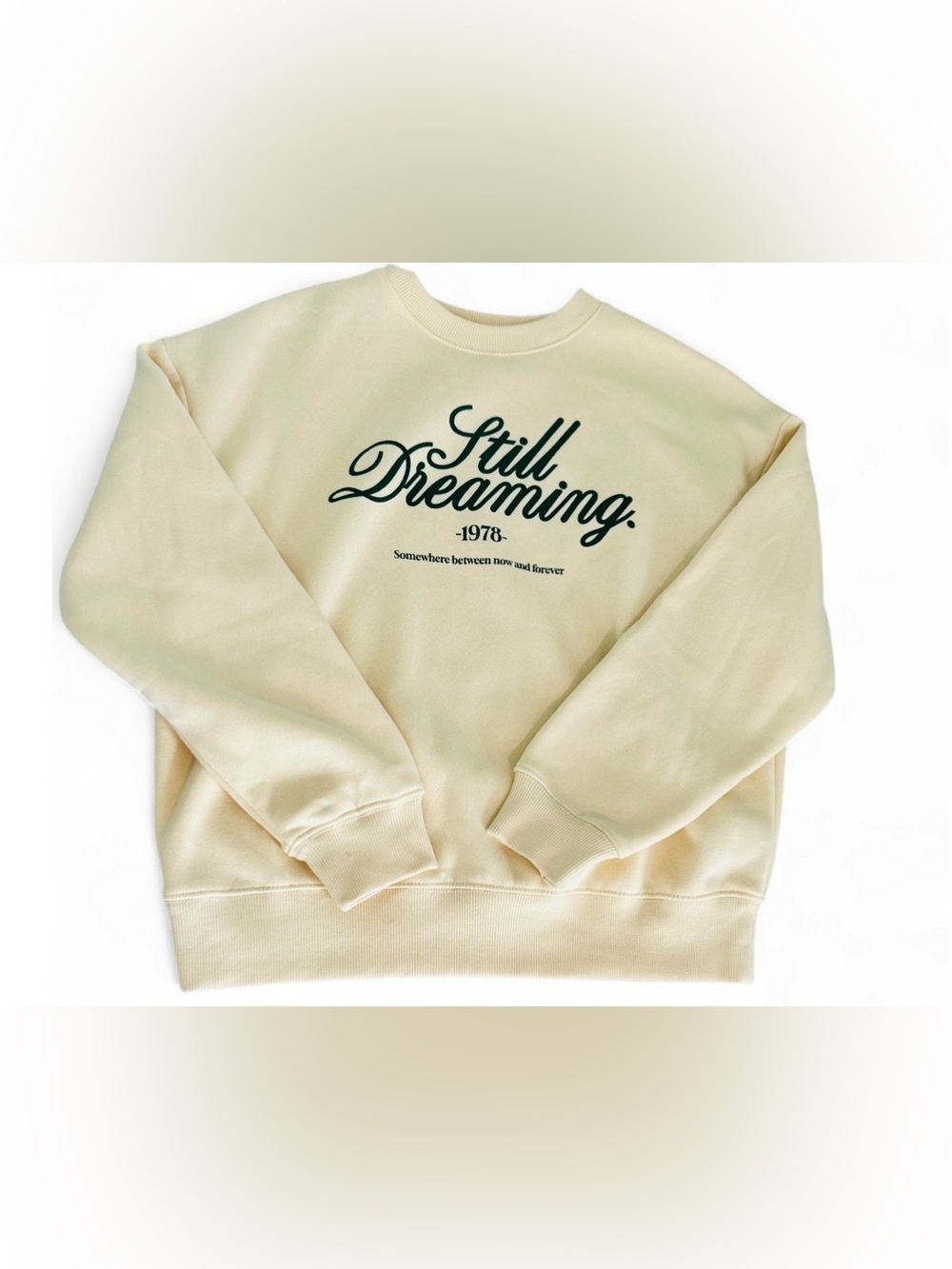 Kiabi French Sweatshirt Cream Still Dreaming Script Message Pullover Size Small